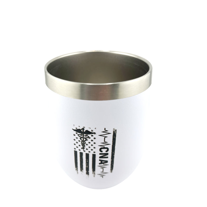 12 oz Double Wall Vacuum Insulated CNA Cerfied Nurses Assistant Tumbler with American Flag EKG and the caduceus