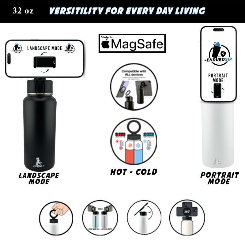 EMS & EMT 32 oz MagSafe Tumbler – White | Magnetic Phone Holder & Dual UVDTF 3D Permastickers by EnduroSip