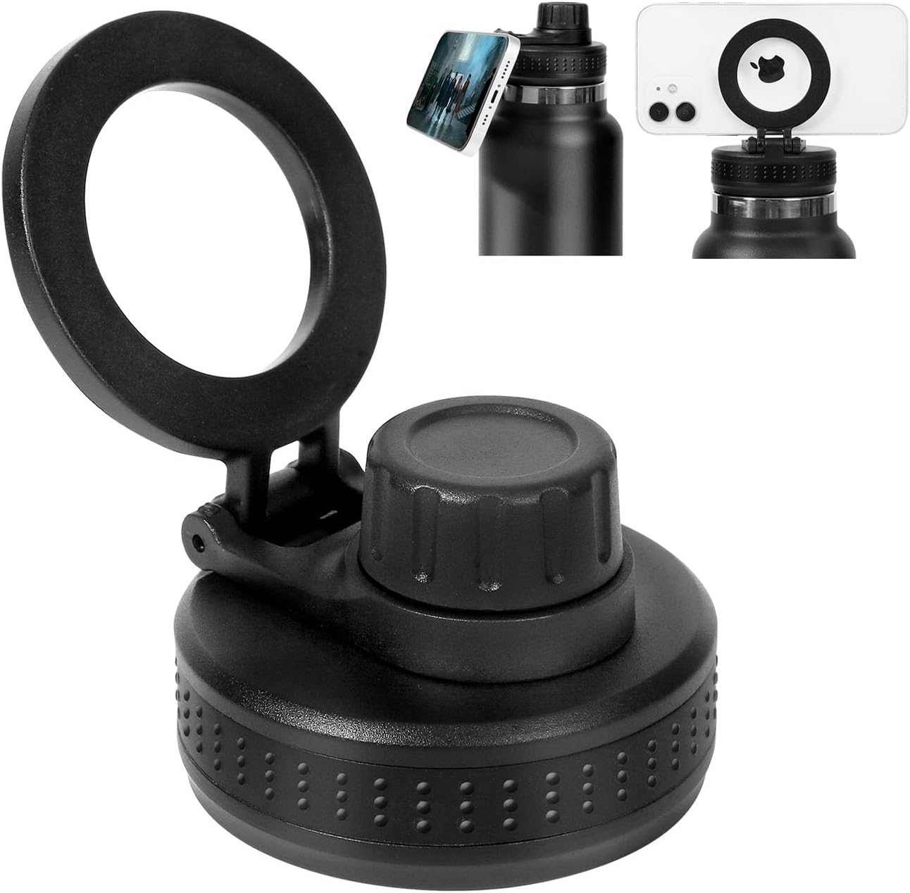 RN Nurse Vibes Magnetic Lid 950 ml Large Capacity Stainless Steel Vacuum Cup, Portable Handle, Sports Water Bottle Black with Magnetic Phone Holder