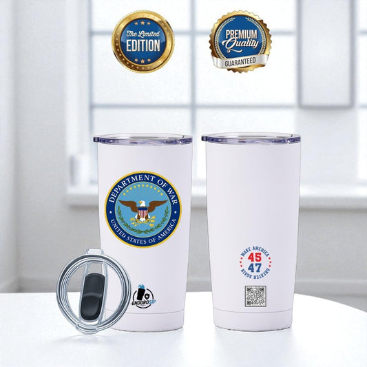 Department of War – Limited Edition 20oz Stainless Steel Tumbler | EnduroSip™ Insulated Cup Available in Blue Black White