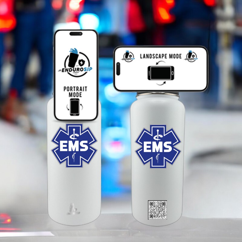 EMS & EMT 32 oz MagSafe Tumbler – White | Magnetic Phone Holder & Dual UVDTF 3D Permastickers by EnduroSip