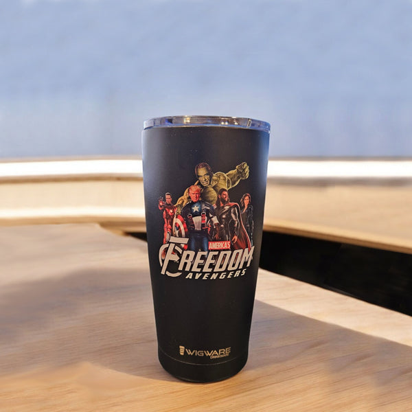 President Trump Avengers JD Vance, Elon Musk, Vivek Ramaswamy, Tulsi Gabbard, Robert F Kennedy Jr Black 20 oz Tumbler