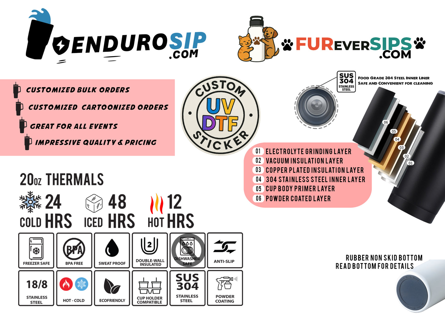 DERPY • K-POP Demon Hunters Huntr/x™ – 20 oz Stainless Steel Tumbler (Front & Back UVDTF 3D Permasticker Artwork)