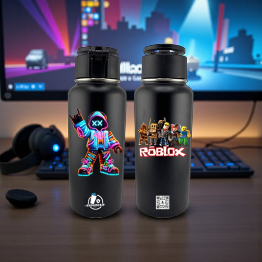 Roblox Neon 32oz Stainless Steel Magnetic Lid Bottle – Dual 3D UVDTF Stickers (2-Sided)