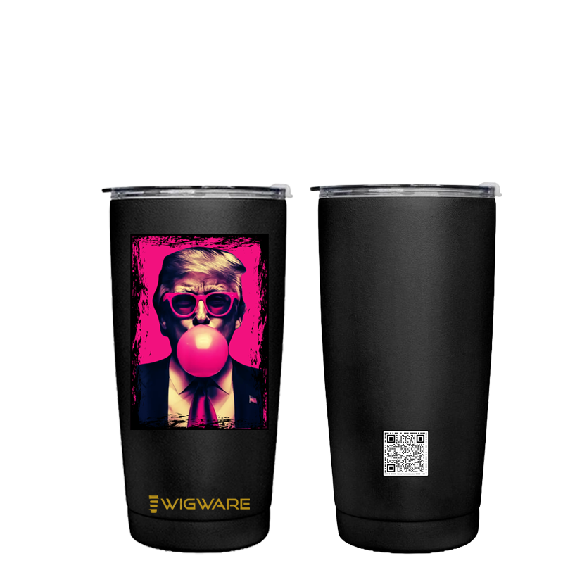 President Trump Blowing Bubble Gum Black 20 oz Tumbler
