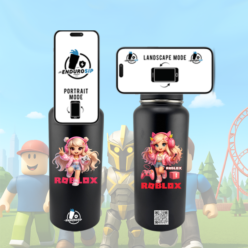 32 oz MagSafe Stainless Steel Tumbler – Roblox Gamer Girl Edition (2-Sided Design) | EnduroSip Magnetic Phone Holder Drinkware