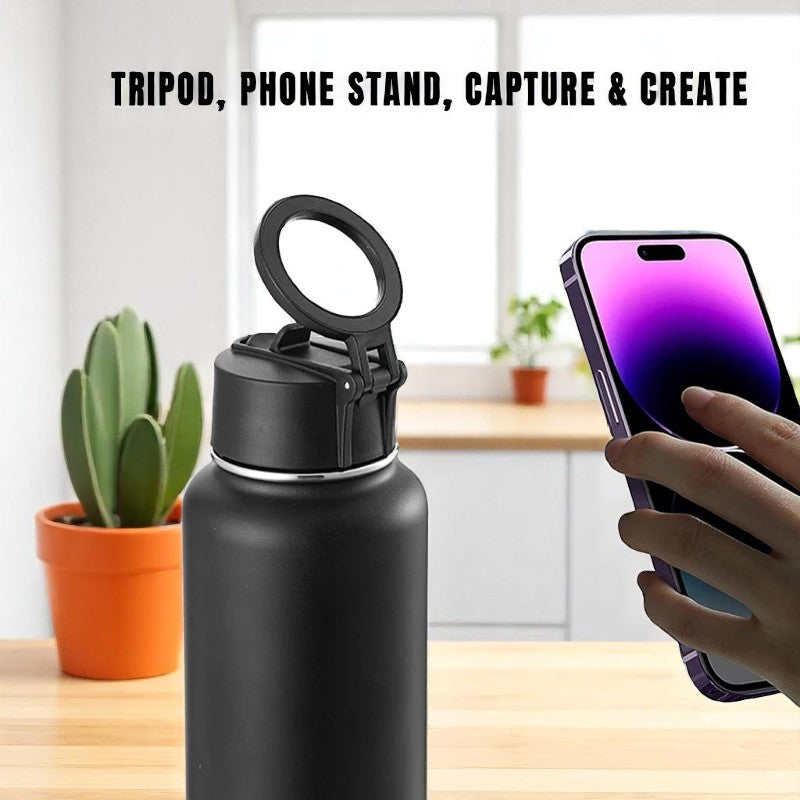 32oz Magsafe Stainless Steel, Double Wall Vacuum Insulated Phone Holder, Tripod Thermos Water Bottle