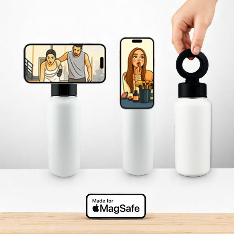 32oz Magsafe Stainless Steel, Double Wall Vacuum Insulated Phone Holder, Tripod Thermos Water Bottle