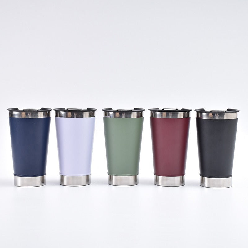 16 oz Double Walled Stainless Steel Beer Pint with Bottle Opener Built in