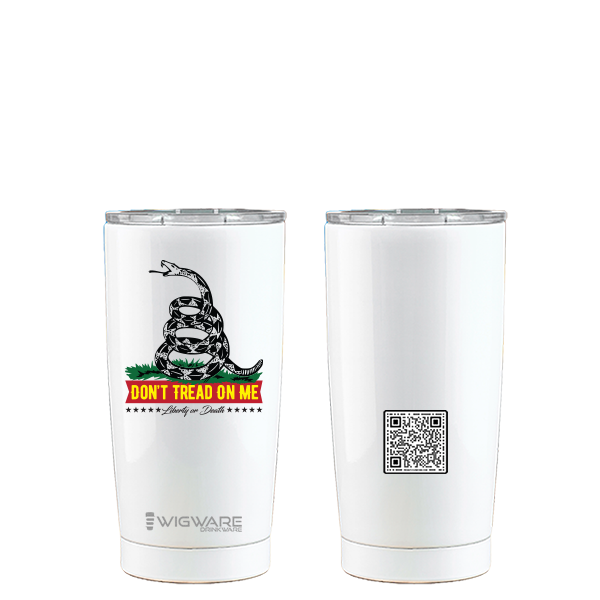 Don't Tread on Me 20 oz Stainless Steel Tumbler White