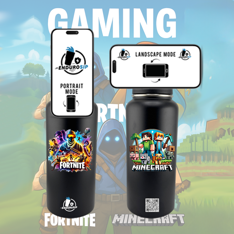 đšī¸ Fortnite x Minecraft 32 oz MagSafe Stainless Steel Tumbler â Dual-Sided 3D UVDTF Design (Black Edition)