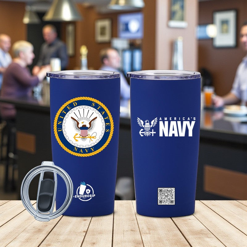 20 oz United States Navy Stainless Steel Insulated Tumbler – EnduroSip™ Double Sided