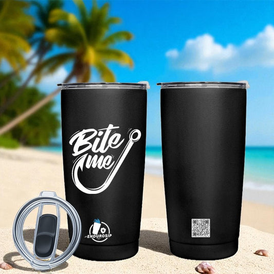 Bite Me 20oz Stainless Steel Tumbler – Fishing Hook Design by EnduroSip™