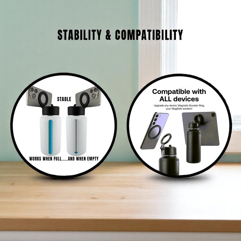 32oz Magsafe Stainless Steel, Double Wall Vacuum Insulated Phone Holder, Tripod Thermos Water Bottle