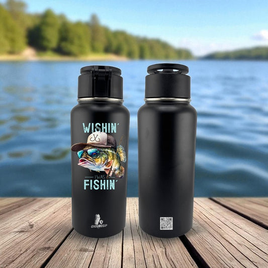 Wishin’ I Was Fishin’ 32 oz MagSafe™ Stainless Steel Tumbler with Phone Holder | EnduroSip™ UV DTF 3D Design
