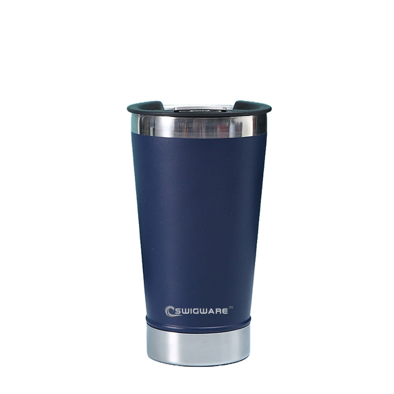 16 oz Double Walled Stainless Steel Beer Pint with Bottle Opener Built in