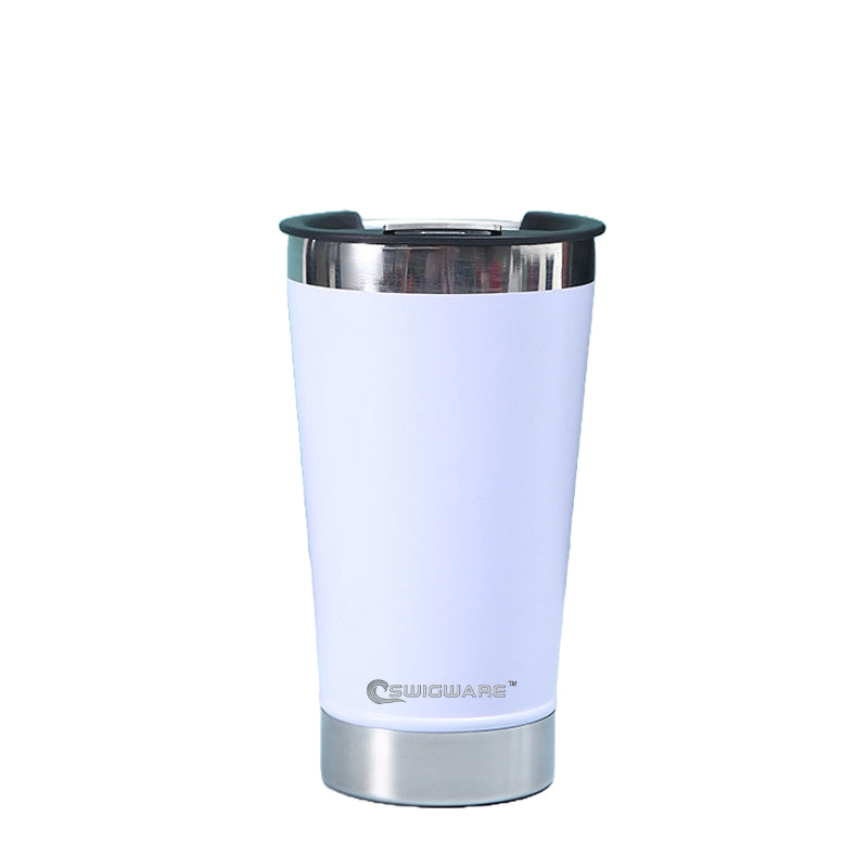 16 oz Double Walled Stainless Steel Beer Pint with Bottle Opener Built in