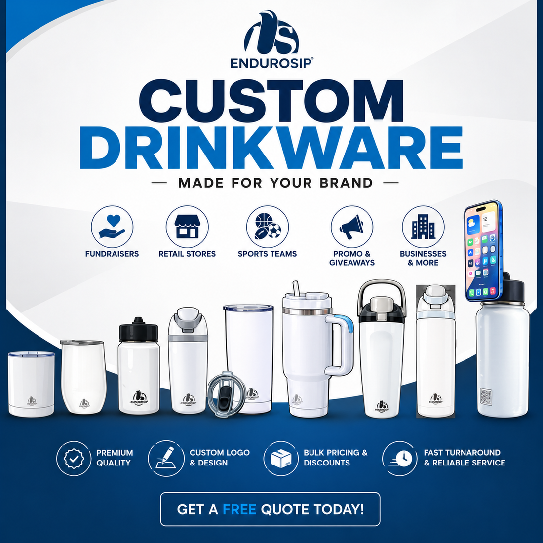Custom Bulk Drinkware for Events, Sports Teams, Businesses &amp; Fundraisers | EnduroSip