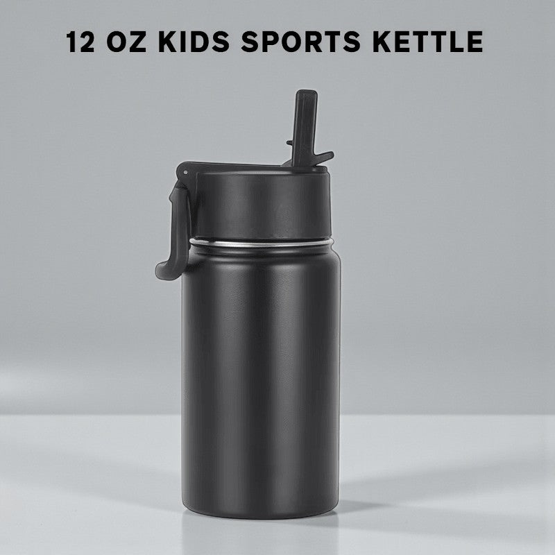 12 oz Kids Sports Kettle – Designed for Kids | Double-Wall Vacuum Insulated, BPA-Free Leak-Proof Lid, 18/8 Stainless Steel (Black/White/Pink/Blue) from Endurosip