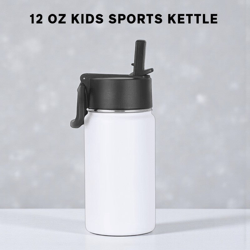 12 oz Kids Sports Kettle – Designed for Kids | Double-Wall Vacuum Insulated, BPA-Free Leak-Proof Lid, 18/8 Stainless Steel (Black/White/Pink/Blue) from Endurosip