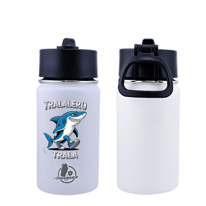 EnduroSip® 12 oz Water Bottle – Tralalero Trala Italian Brainrot | Black, Blue, White & Pink UVDTF 3D Permasticker