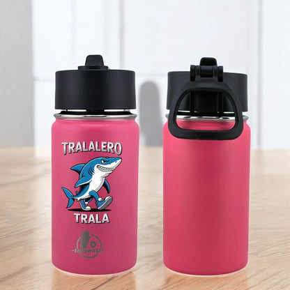 EnduroSip® 12 oz Water Bottle – Tralalero Trala Italian Brainrot | Black, Blue, White & Pink UVDTF 3D Permasticker