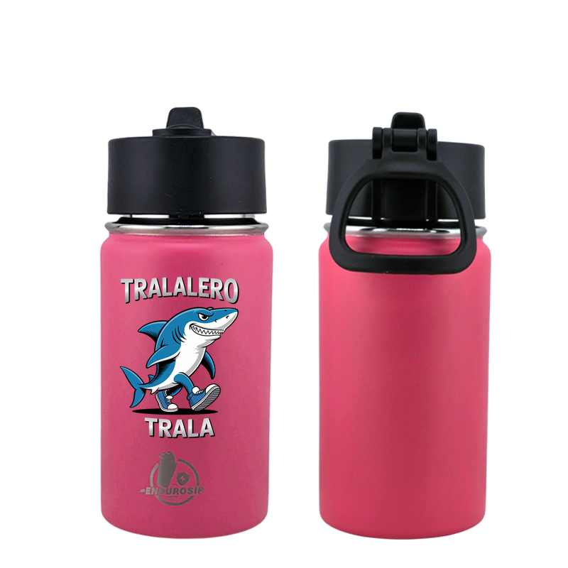 EnduroSip® 12 oz Water Bottle – Tralalero Trala Italian Brainrot | Black, Blue, White & Pink UVDTF 3D Permasticker