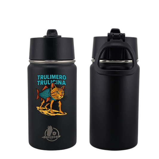 EnduroSip® 12 oz Water Bottle – Trulimero Trulicina Italian Brainrot | Black & White UVDTF 3D Permasticker