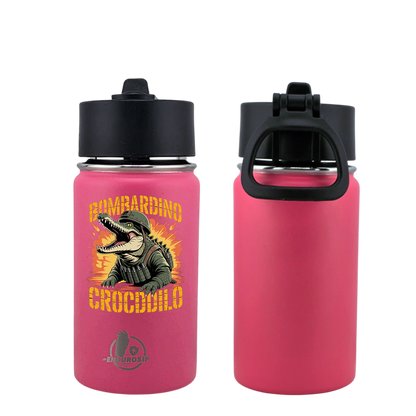 EnduroSip® 12 oz Water Bottle – Bombardiro Crocodilo Italian Brainrot | Single-Sided UVDTF 3D Permasticker in 4 colors