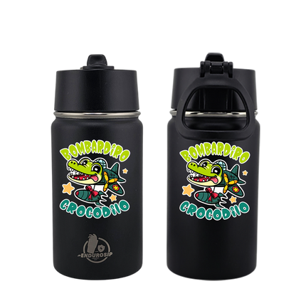 EnduroSip® 12 oz Water Bottle – Bombardiro Crocodilo Italian Brainrot | Double-Sided UVDTF 3D Permastickers