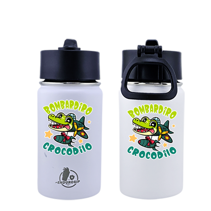 EnduroSip® 12 oz Water Bottle – Bombardiro Crocodilo Italian Brainrot | Double-Sided UVDTF 3D Permastickers