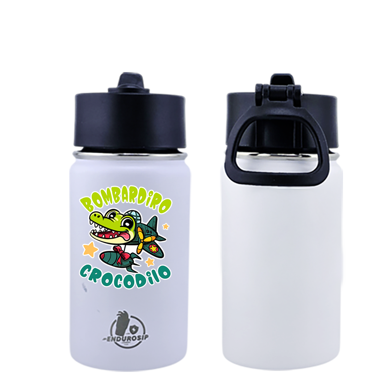 EnduroSip® 12 oz Water Bottle – Bombardiro Crocodilo Italian Brainrot | Single-Sided UVDTF 3D Permastickers