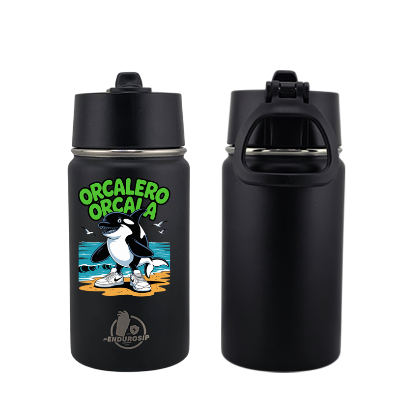 EnduroSip® 12 oz Water Bottle – Orcalero Orcala Italian Brainrot | Black, Blue, White & Pink UVDTF 3D Permasticker