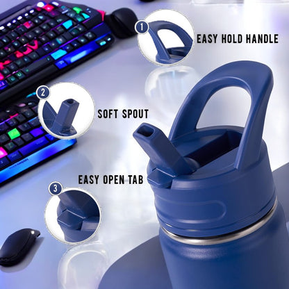 12 oz Kids Water Bottle Tumbler – Roblox-Inspired Front & Back | UVDTF 3D Permasticker | Leak-Proof, Insulated, Stainless Steel