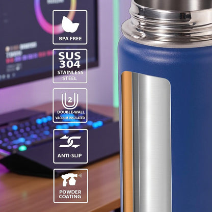 12 oz Kids Water Bottle Tumbler – Roblox-Inspired Front & Back | UVDTF 3D Permasticker | Leak-Proof, Insulated, Stainless Steel