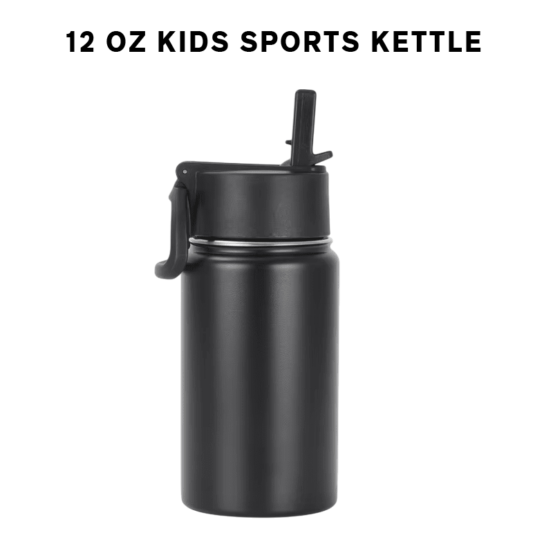 12 oz Kids Sports Kettle – Designed for Kids | Double-Wall Vacuum Insulated, BPA-Free Leak-Proof Lid, 18/8 Stainless Steel (Black/White/Pink/Blue) from Endurosip