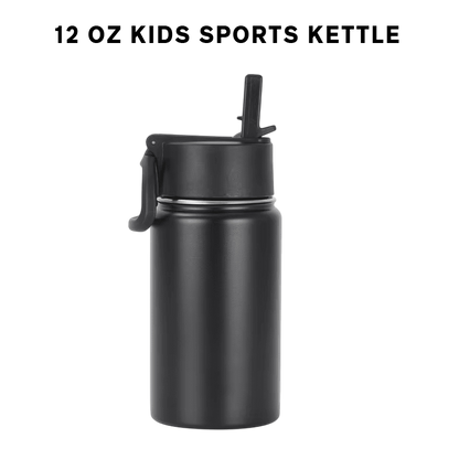 12 oz Kids Sports Kettle – Designed for Kids | Double-Wall Vacuum Insulated, BPA-Free Leak-Proof Lid, 18/8 Stainless Steel (Black/White/Pink/Blue) from Endurosip