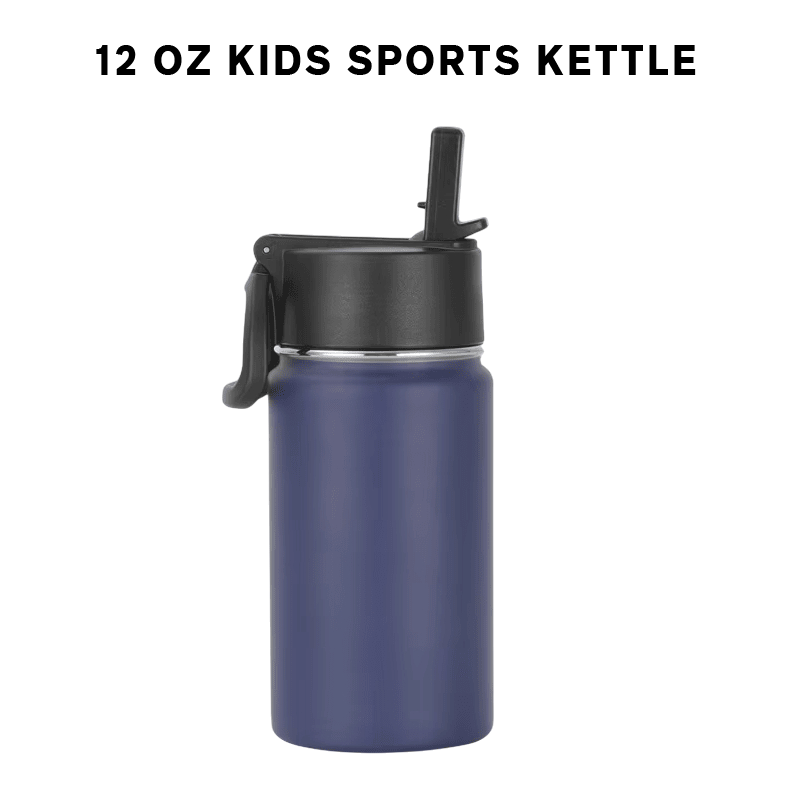 12 oz Kids Sports Kettle – Designed for Kids | Double-Wall Vacuum Insulated, BPA-Free Leak-Proof Lid, 18/8 Stainless Steel (Black/White/Pink/Blue) from Endurosip