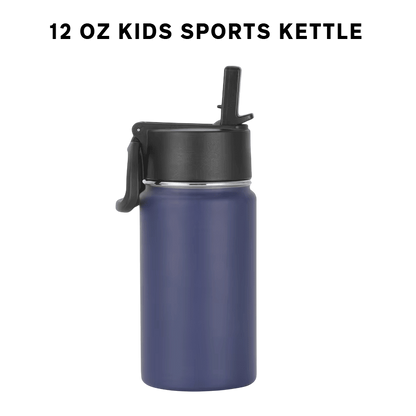 12 oz Kids Sports Kettle – Designed for Kids | Double-Wall Vacuum Insulated, BPA-Free Leak-Proof Lid, 18/8 Stainless Steel (Black/White/Pink/Blue) from Endurosip