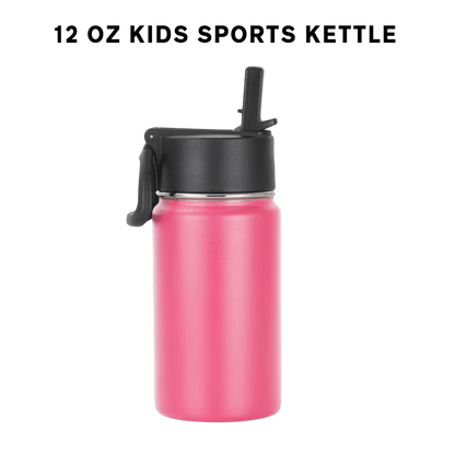 12 oz Kids Sports Kettle – Designed for Kids | Double-Wall Vacuum Insulated, BPA-Free Leak-Proof Lid, 18/8 Stainless Steel (Black/White/Pink/Blue) from Endurosip