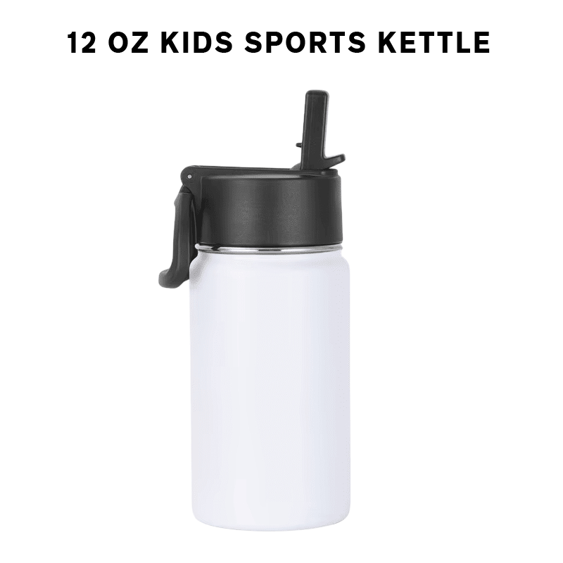 12 oz Kids Sports Kettle – Designed for Kids | Double-Wall Vacuum Insulated, BPA-Free Leak-Proof Lid, 18/8 Stainless Steel (Black/White/Pink/Blue) from Endurosip