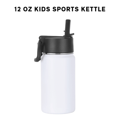12 oz Kids Sports Kettle – Designed for Kids | Double-Wall Vacuum Insulated, BPA-Free Leak-Proof Lid, 18/8 Stainless Steel (Black/White/Pink/Blue) from Endurosip