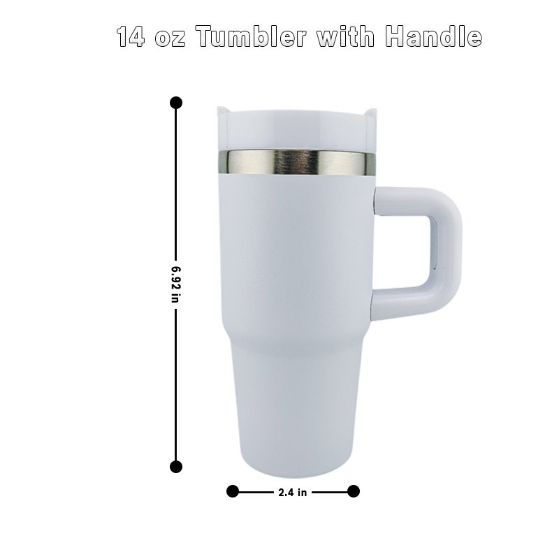 14 oz Stainless Steel Tumbler With Handle – Frozen-Inspired | Single-Sided Double UVDTF 3D Permastickers | Vacuum Insulated & BPA-Free