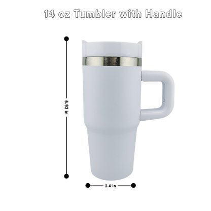14 oz Stainless Steel Tumbler With Handle – Frozen-Inspired | Single-Sided Double UVDTF 3D Permastickers | Vacuum Insulated & BPA-Free
