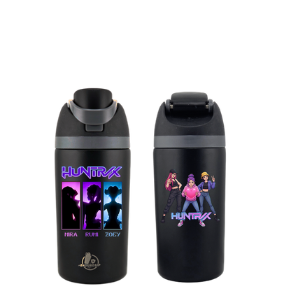 EnduroSip® 16 oz K-POP Demon Hunters Huntrix Fruit Bottle – Mira, Rumi & Zoey | Insulated Stainless Steel Straw Bottle (Black)