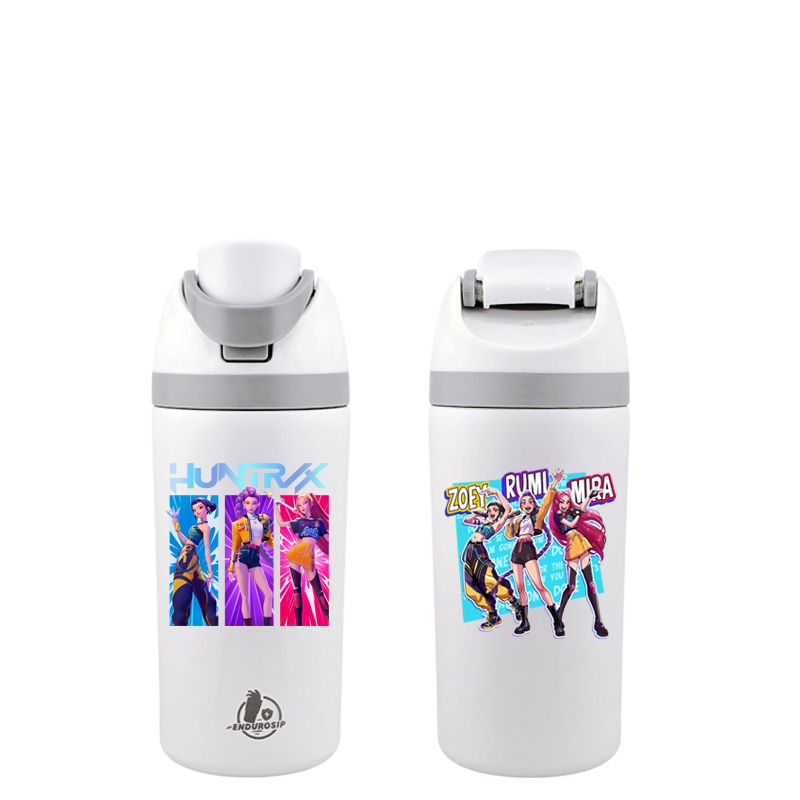 16 oz K-Pop Huntrix Tumbler – Rumi, Zoey & Mira | Double-Sided 3D UVDTF Permastickers | Leak-Proof Flip Lid