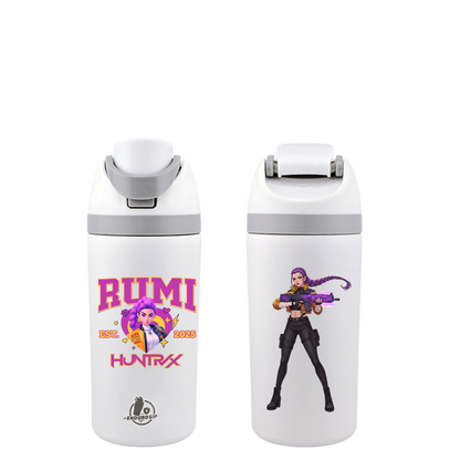EnduroSip® 16 oz RUMI Huntrix Fruit Bottle – Dual UVDTF Permastickers | RUMI Front & Back (White)