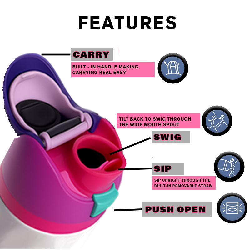 EnduroSip Kids Fruit Bottle Insulated Stainless Steel Water Bottle with Straw for Sports, Travel, and School, BPA-Free Sports Water Bottle, 16 oz