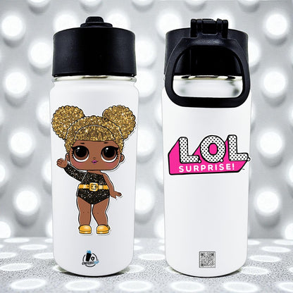 LOL Surprise Queen Bee Glitter 16 oz Kids Tumbler – Double Wall Vacuum Insulated with Sip Lid & Straw (White)