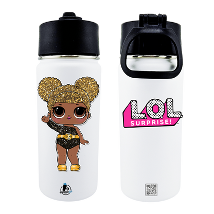 LOL Surprise Queen Bee Glitter 16 oz Kids Tumbler – Double Wall Vacuum Insulated with Sip Lid & Straw (White)